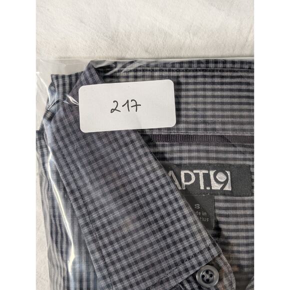 APT. 9 Mens Button Up Shirt Plaid Long Sleeve Gray Cotton Boho Formal Small - Picture 15 of 15